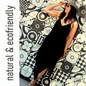 Natural Ecofriendly Cotton Soft Black Dress-One Size (XS-XL)